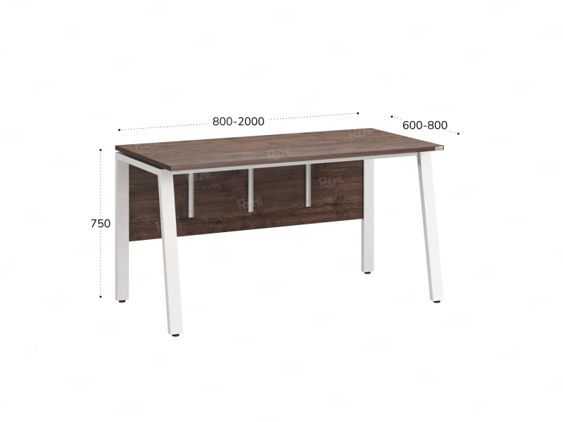 Стол прямой, Л-опора, экран ЛДСП,парящая стол-ца 1200x600x750 RM009-12x6 Дуб Апрельский шоколад/Белый