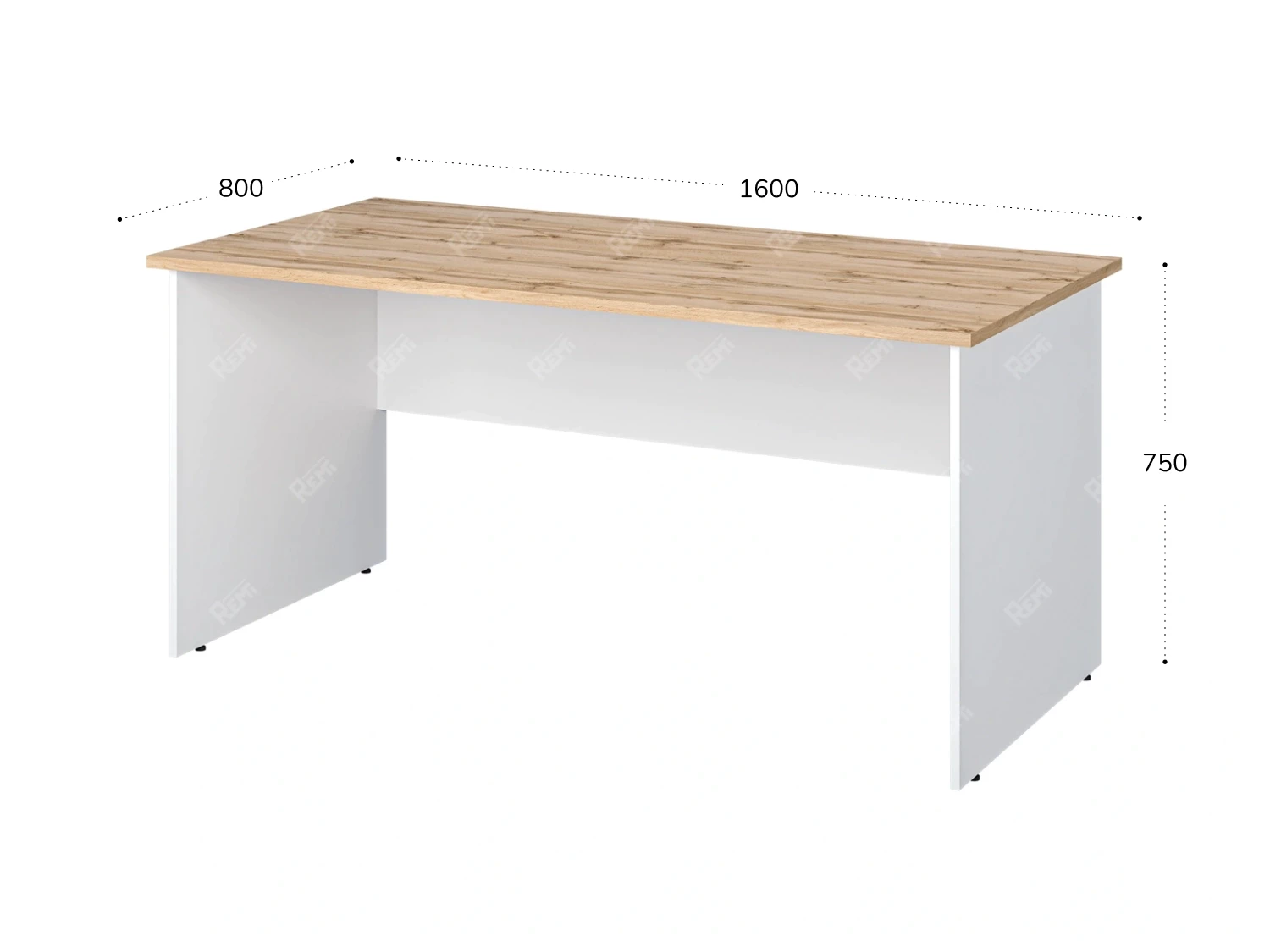Стол прямоугольный 1600x800x750 RTD035 Вотан/Белый. Серия Тандем / Tandem. Серия Тандем / Tandem