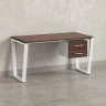 Стол прямой с подвесной тумбой 2 ящика, U-опора 1600x600x750 RM035-16x6 Дуб Апрельский шоколад/Белый