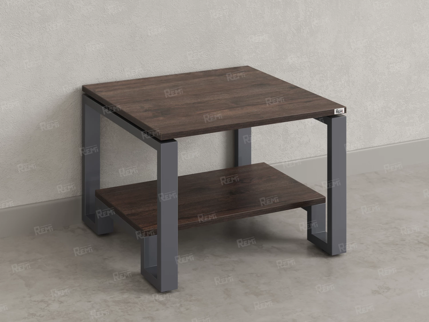 Журнальный стол с полкой 800x800x550 RM181-8x8 Дуб Апрельский шоколад/Серый