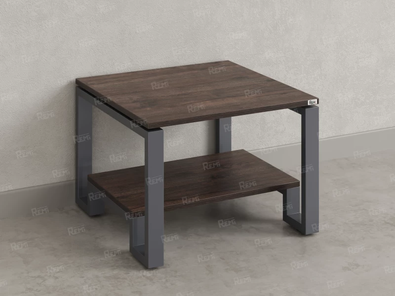 Журнальный стол с полкой 800x800x550 RM181-8x8 Дуб Апрельский шоколад/Серый