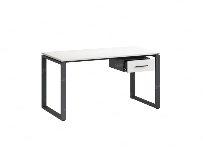 Стол прямой с подвесной тумбой, О-опора 2000x600x750 RM036-20x6 Белый/Серый