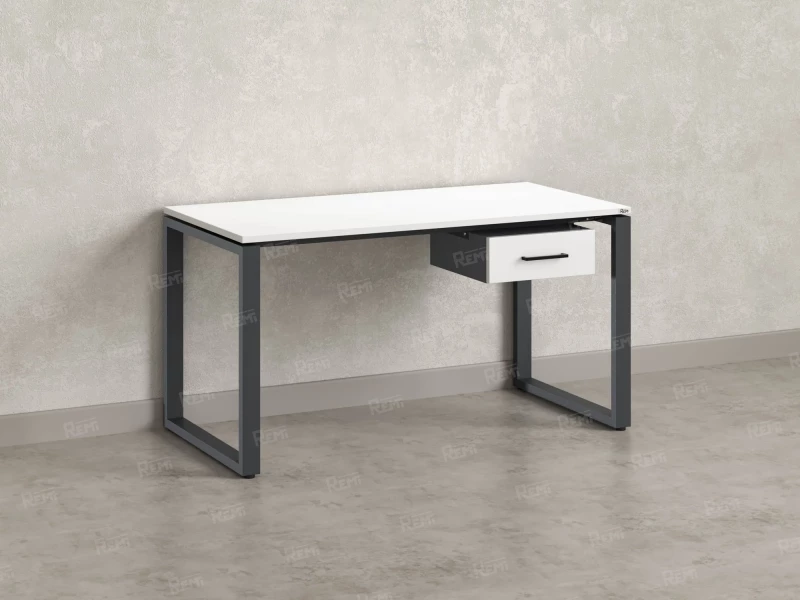 Стол прямой с подвесной тумбой, О-опора 2000x600x750 RM036-20x6 Белый/Серый