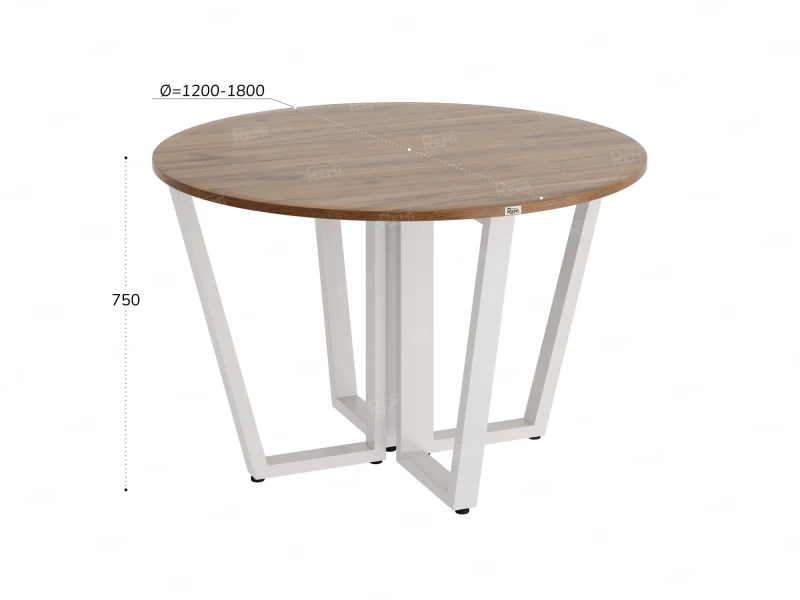 Круглый стол на U-образных опорах 1300x1300x750 RM188-13x13 Дуб Юстус/Белый
