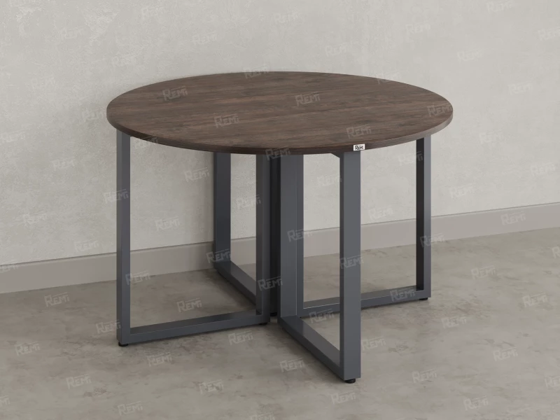 Круглый стол на О-образных опорах 1200x1200x750 RM187-12x12 Дуб Апрельский шоколад/Серый