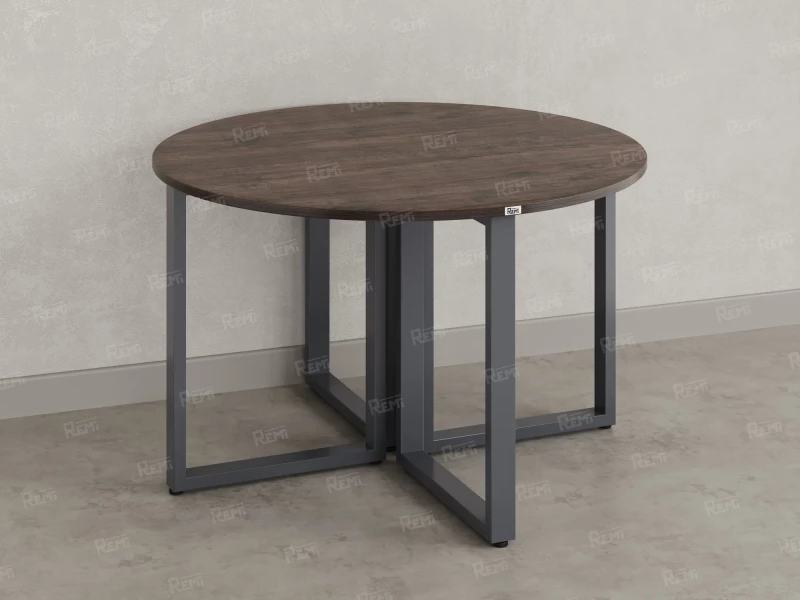 Круглый стол на О-образных опорах 1200x1200x750 RM187-12x12 Дуб Апрельский шоколад/Серый
