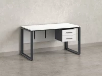 Стол прямой, подвесная тумба, ЛДСП экран, О-опора 2000x800x750 RM033-20x8 Белый/Серый