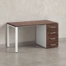 Стол прямой с тумбой на П-образных опоре, правый 1800x700x750 RM103-18x7 Дуб Апрельский шоколад/Белый