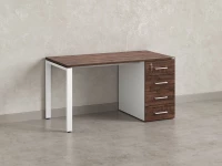 Стол прямой с тумбой на П-образных опоре, правый 1800x700x750 RM103-18x7 Дуб Апрельский шоколад/Белый