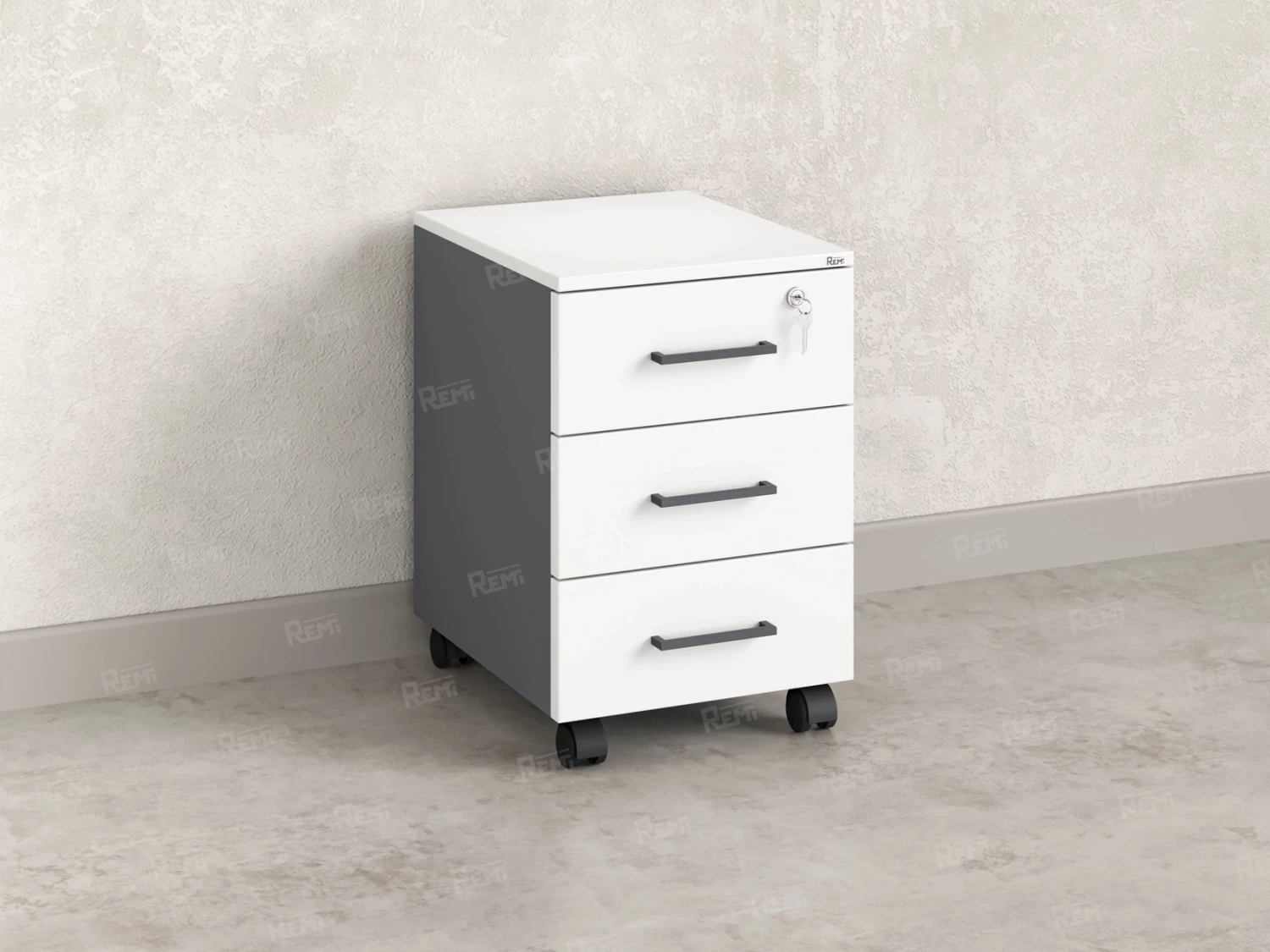 Тумба мобильная, 3 ящика 400x500x600 RM120-40x50 Белый/Серый