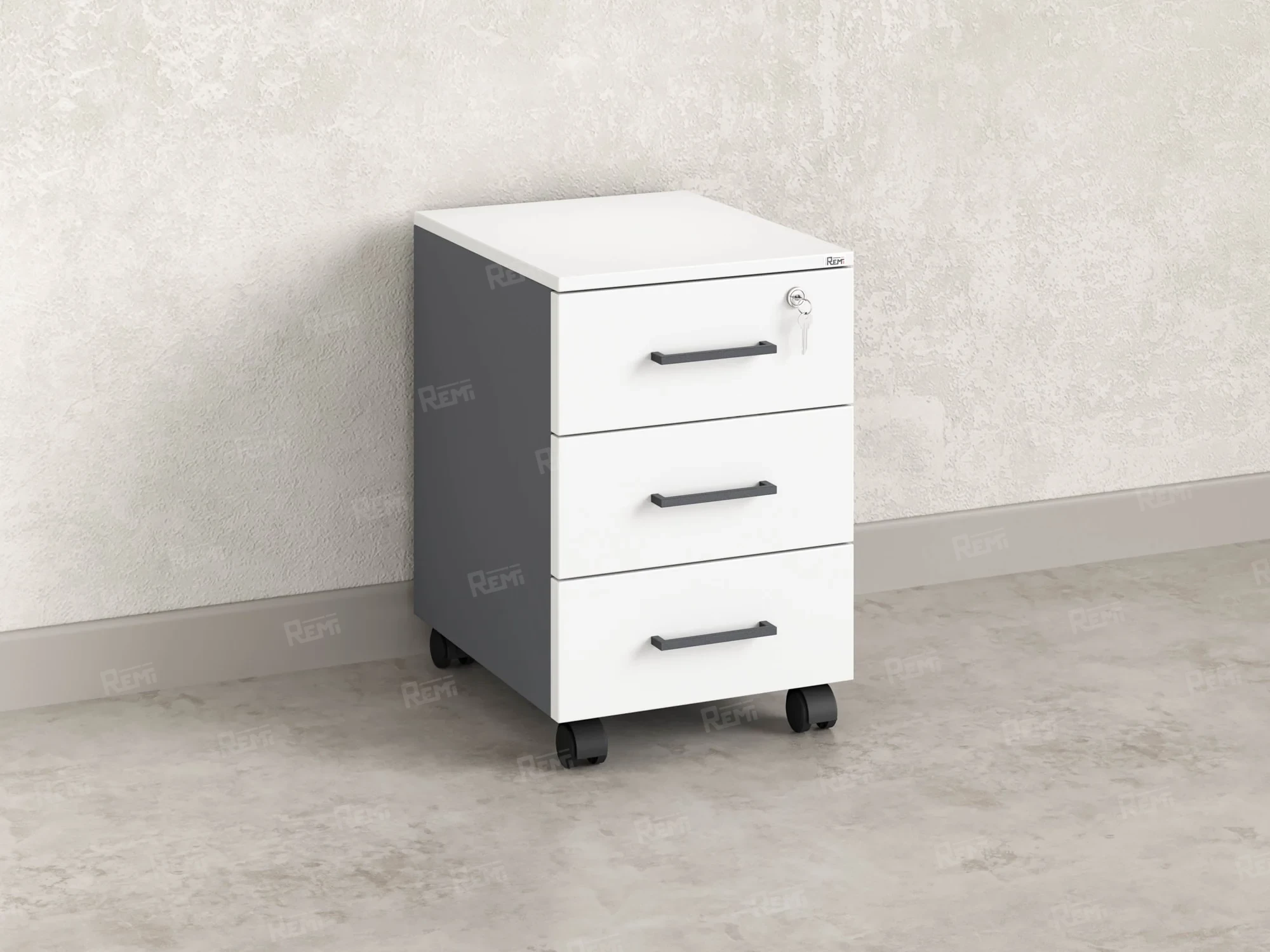 Тумба мобильная, 3 ящика 400x500x600 RM120-40x50 Белый/Серый