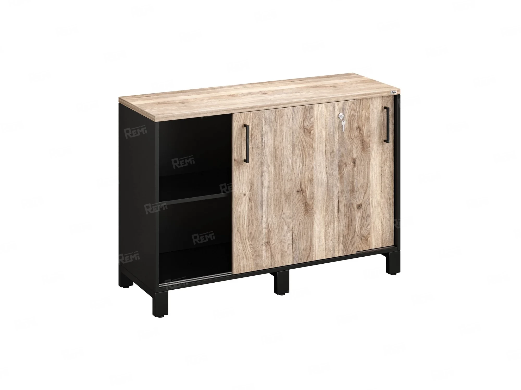 Низкий шкаф-купе 1200x420x850 RM124-120x42 Дуб Маувелла/Черный