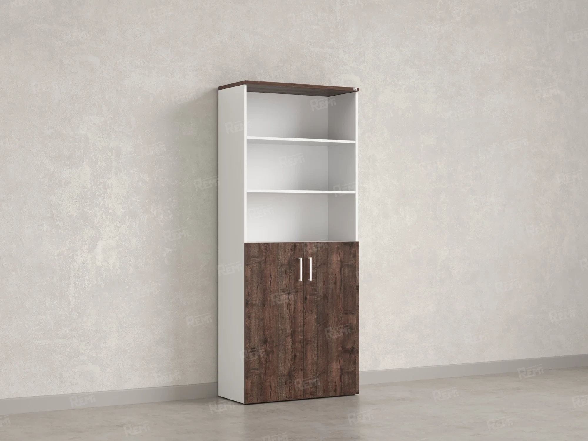 Шкаф комбинированный, регулируемые опоры, 6 уровней 900x420x2100 RM155-90x41 Дуб Апрельский шоколад/Белый