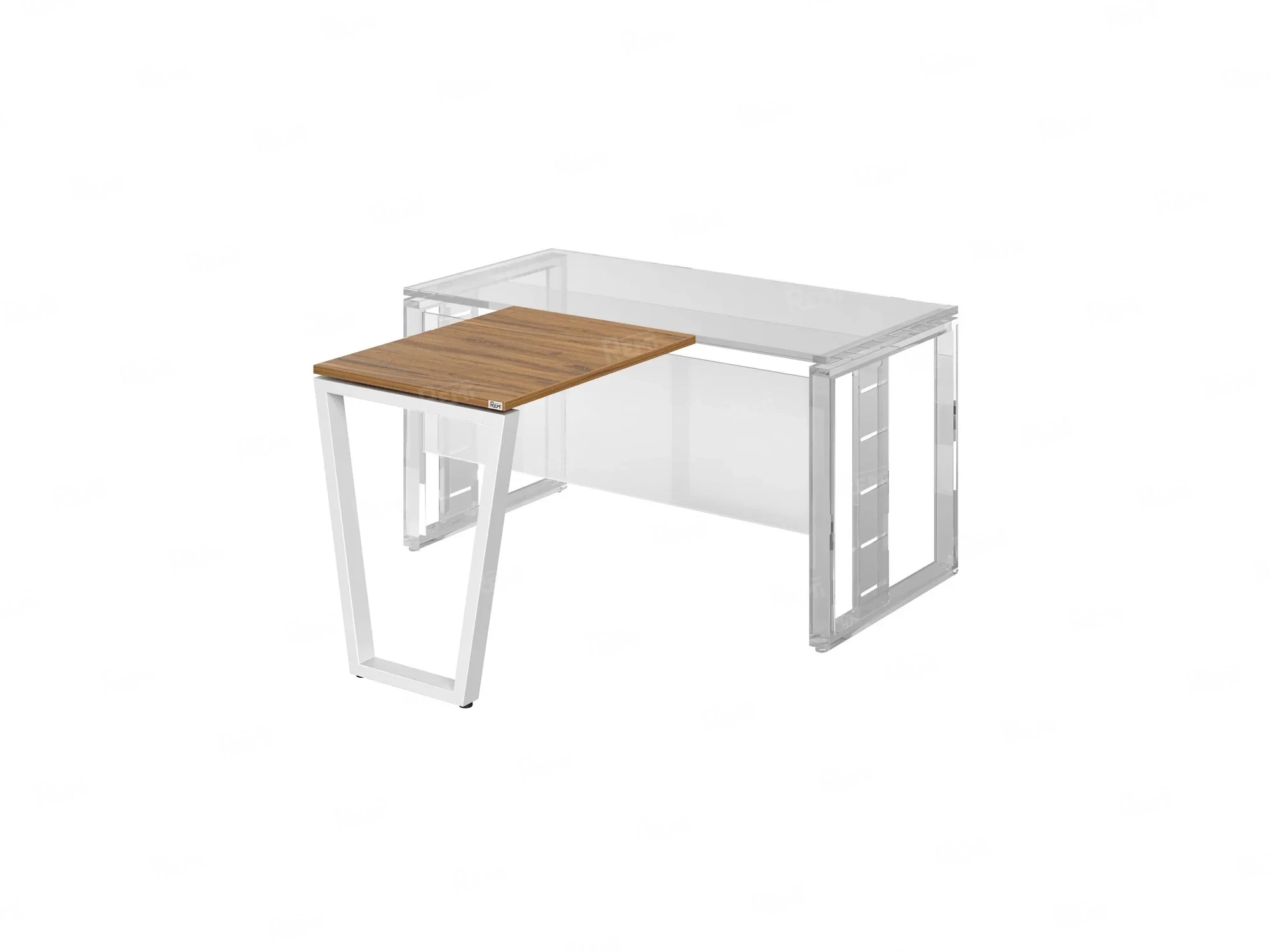 Брифинг прямой, с парящей столешнецей, на U-образном каркасе 1200x700x750 RM074-12x7 Юстус/Белый