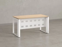 Стол прямой на О-образных опорах с металлическим экраном 1200x900x750 RM042-12x9 Вяз Швейцарский светлый/Белый