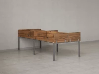 Бенч-система, 4 рабочих места, на П-образных опорах, 8 ЛДСП экранов 3200x1400x750 RM166-2-16x14 Дуб Юстус/Серый