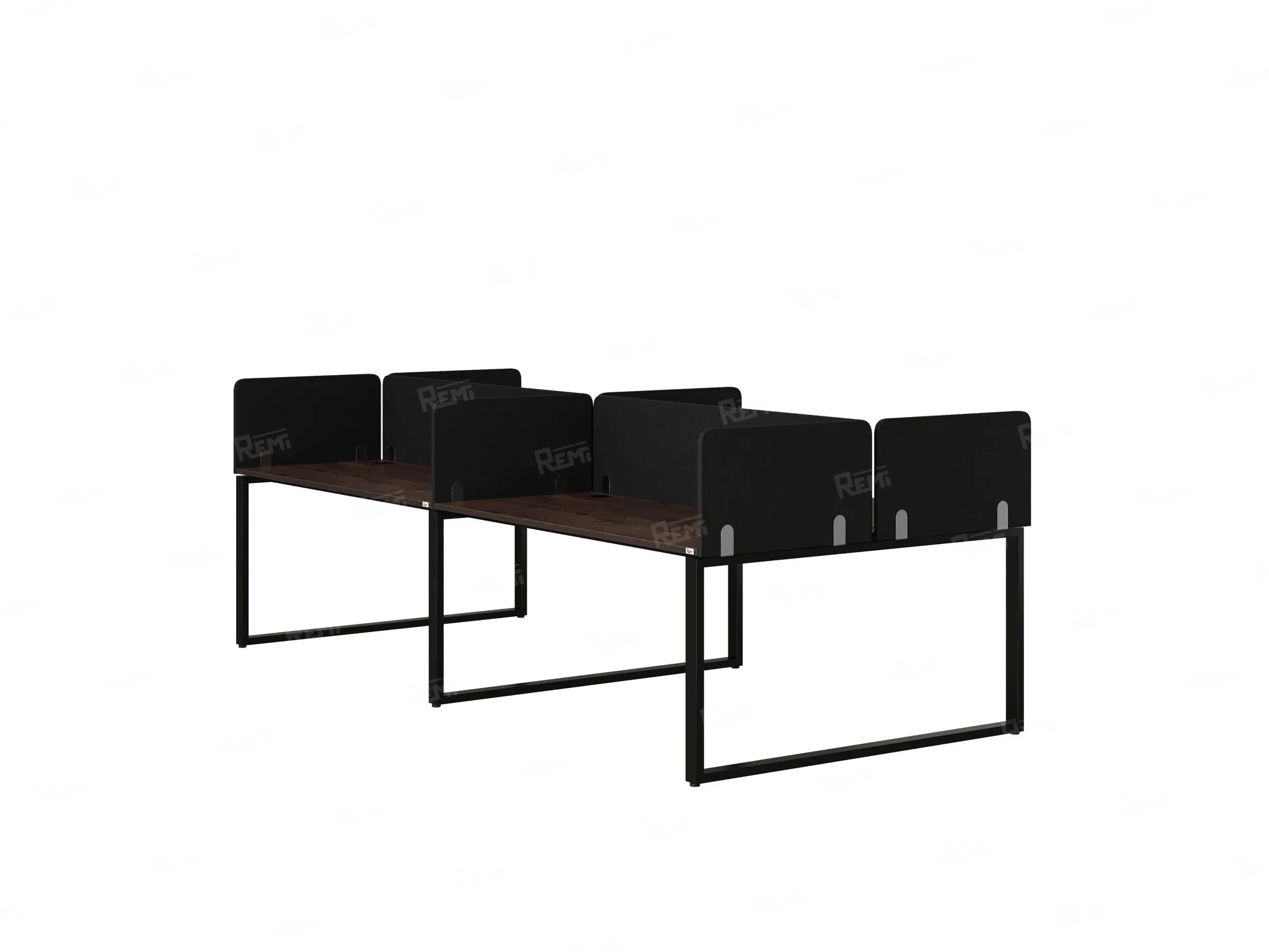 Бенч-система, 4 рабочих места, на О-образных опорах, 8 тканевых экранов 2000x1600x750 RM170-1-10x16 Дуб Апрельский шоколад/Черный