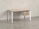 Стол прямой с подвесной тумбой 2 ящика, П-опора 1800x600x750 RM039-18x6 Дуб Маувелла/Белый