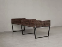 Бенч-система, 4 рабочих места, на U-образных опорах, 8 ЛДСП экранов 3600x1200x750 RM173-2-18x12 Дуб Апрельский шоколад/Черный