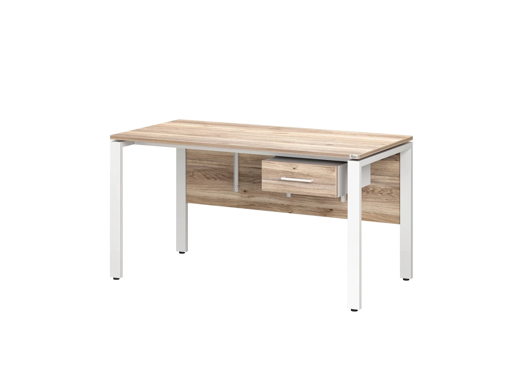 Стол прямой, подвесная тумба, ЛДСП экран, П-опора 1800x700x750 RM030-18x7 Дуб Маувелла/Белый