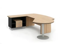 BRL RB072-255x200L Стол рук-ля L угловой с брифингом и тумбой 2 ящика 2550х2000х760 Акация/Черный