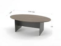 BRL RB007-240х120 Конференц-стол овальный 2400х1200х740 Дрифтвуд/Серый вулкан-кий