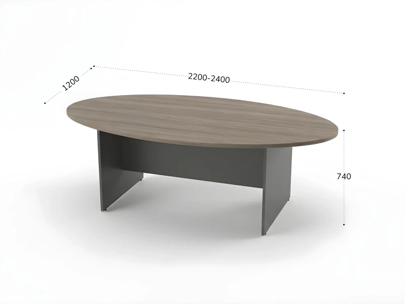 BRL RB007-240х120 Конференц-стол овальный 2400х1200х740 Дрифтвуд/Серый вулкан-кий
