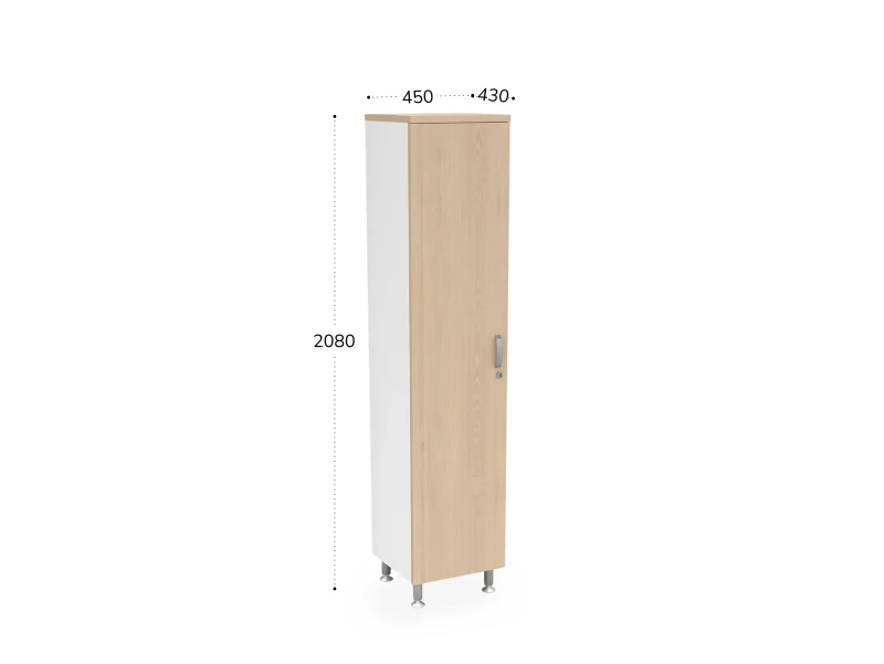 BRL RB056-45х43L Шкаф закрытый узкий 5 уровней левый 450х430х2080 Акация/Белый