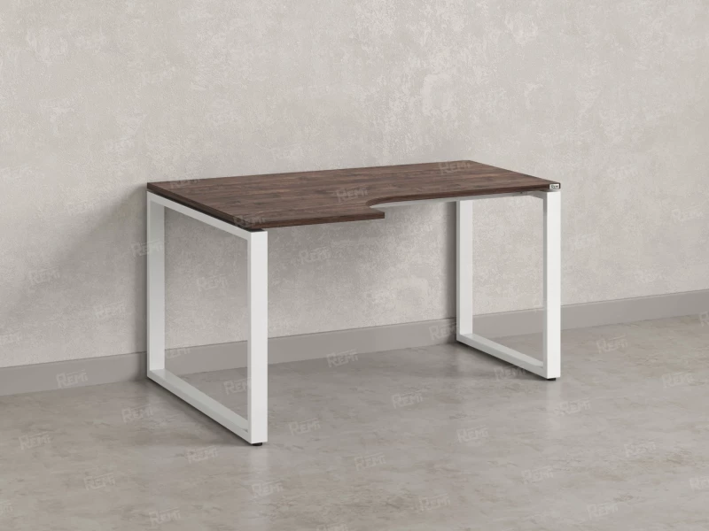 Стол угловой, О-опора, левый 1600x700/900x750, RM055-16x7-9 Дуб Апрельский шоколад/Белый