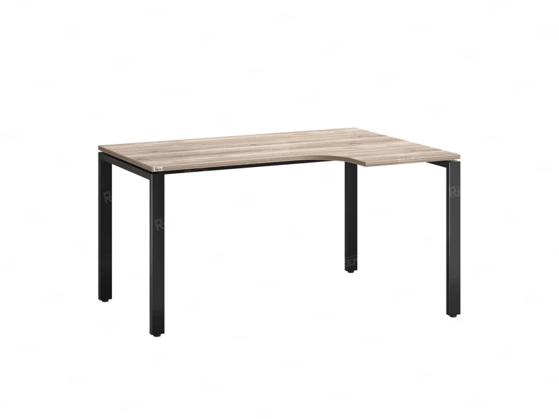 Стол угловой, П-опора, правый 1400x800/1000x750, RM052-14x8-10 Дуб Маувелла/Черный