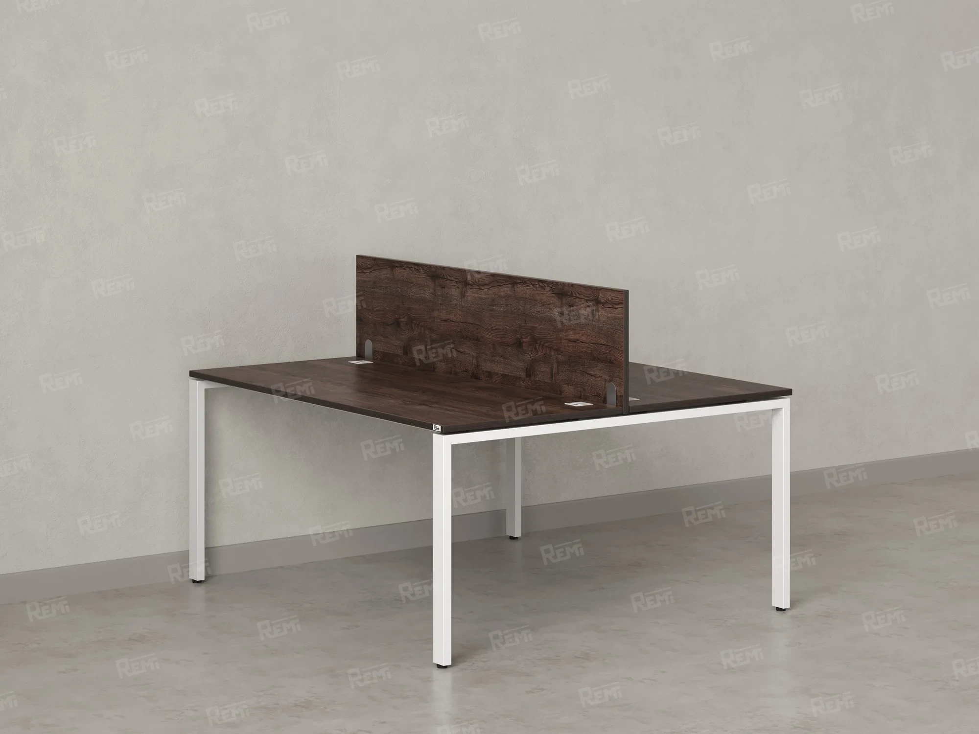 Бенч-система, 2 рабочих места, с одним экраном ЛДСП 1600x1400x750 RM165-2-16x14 Дуб Апрельский шоколад/Белый