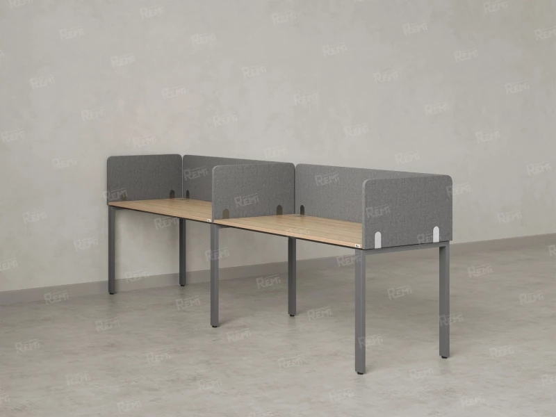 Бенч-система в 1 ряд, 2 рабочих места 5 тканевых экранов 3600x800x750 RM167-1-36x8 Вяз Швейцарский светлый/Серый