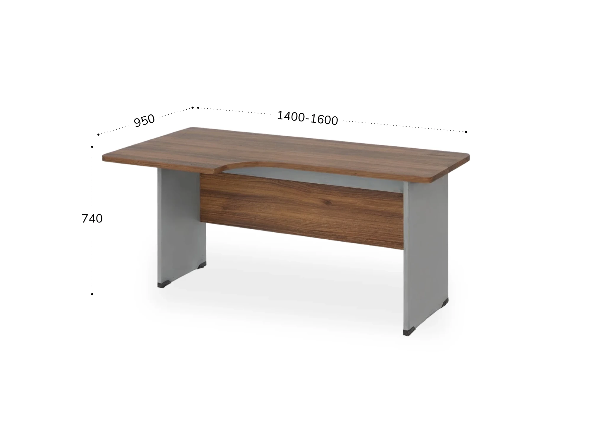 BRL RB085-140х95L Угловое рабочее место левое 1400х950х740 Орех Вармия/Серый вулкан-кий