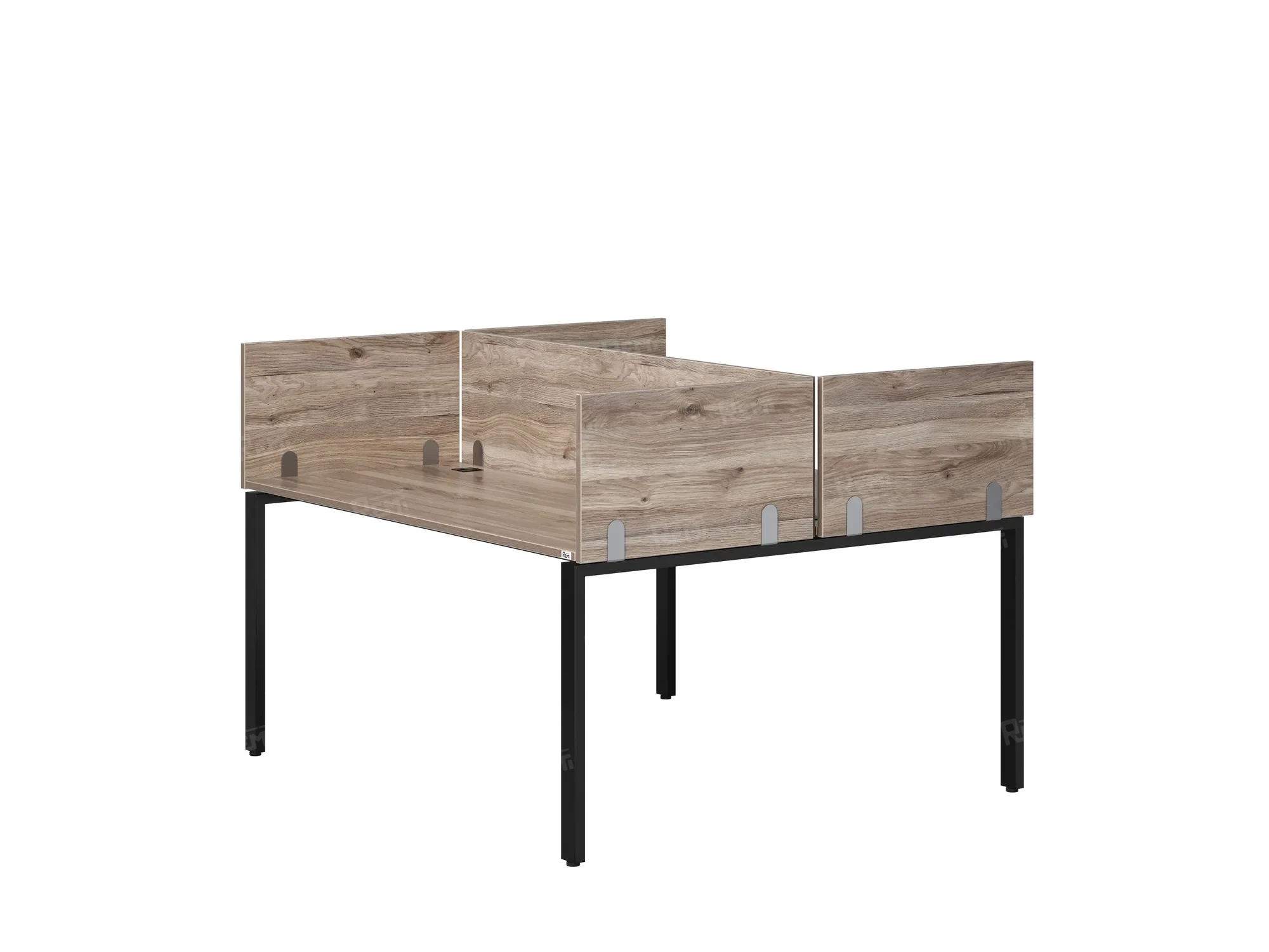 Бенч-система, 2 рабочих места, 5 ЛДСП экранов 1400x1600x750 RM165-4-14x16 Дуб Маувелла/Черный