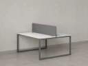 Бенч-система, 2 рабочих места, с одним тканевым экраном 1400x1400x750 RM169-1-14x14 Белый/Серый