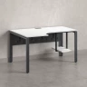 Стол угловой, экран металл, П-опора, левый 1400x600/900x750, RM059-14x6-9 Белый/Серый