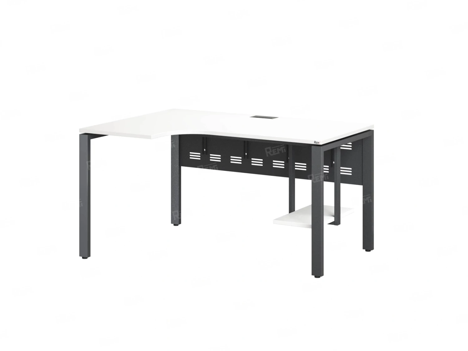 Стол угловой, экран металл, П-опора, левый 1400x600/900x750, RM059-14x6-9 Белый/Серый