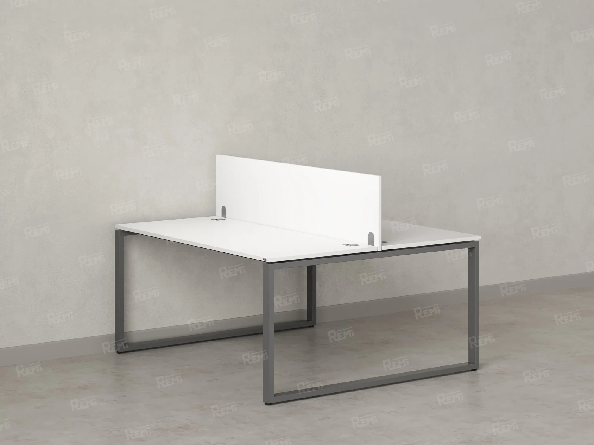 Бенч-система, 2 рабочих места, с одним экраном ЛДСП 1800x1200x750 RM169-2-18x12 Белый/Серый