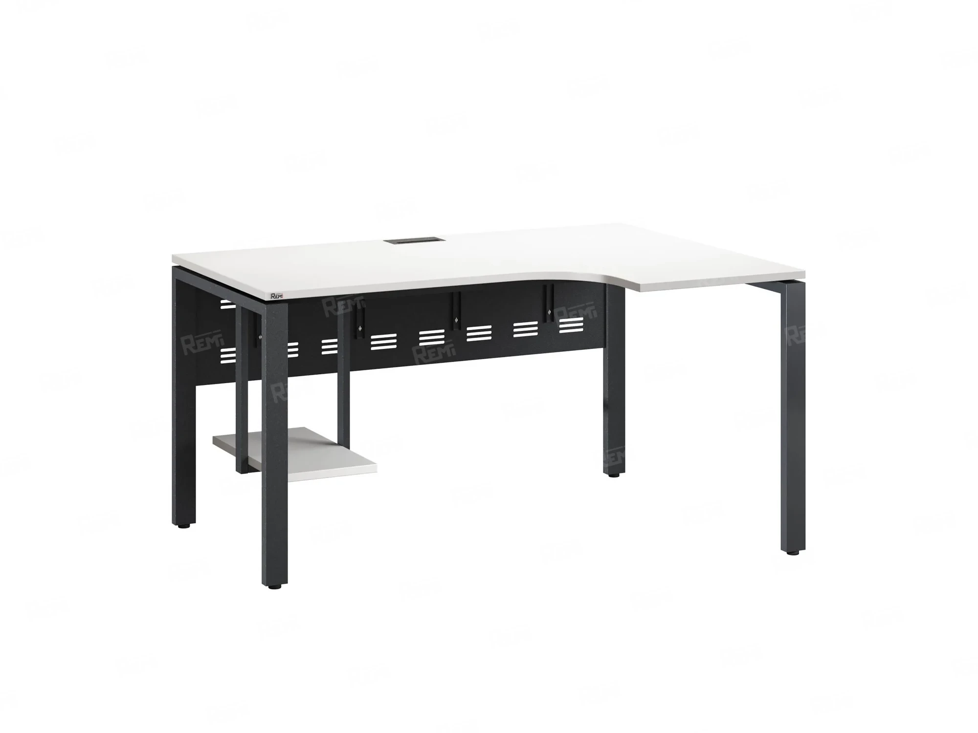 Стол угловой, экран металл, П-опора, правый 1800x600/900x750, RM058-18x6-9 Белый/Серый