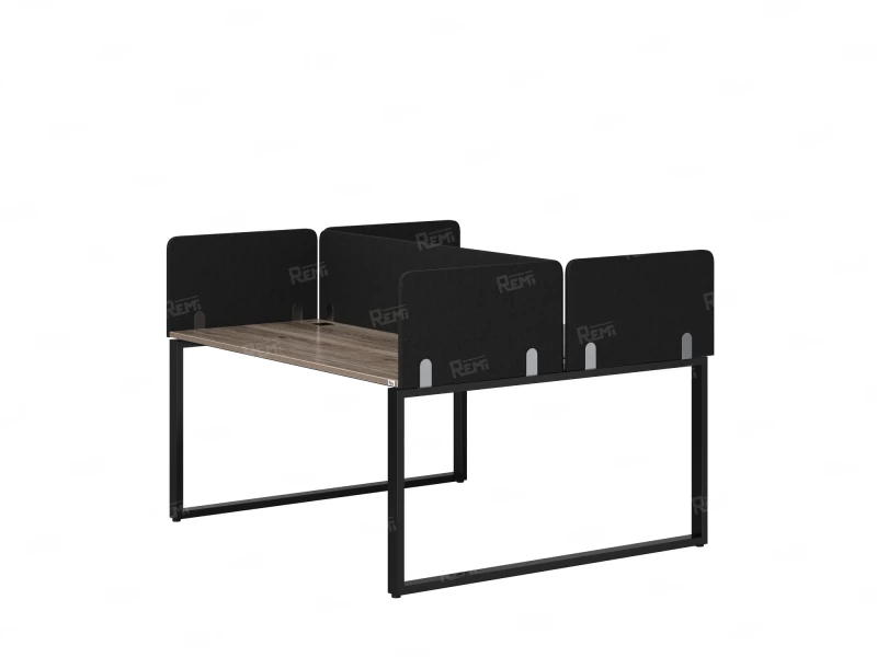 Бенч-система, 2 рабочих места, 5 тканевых экранов 1200x1200x750 RM169-3-12x12 Дуб Маувелла/Черный