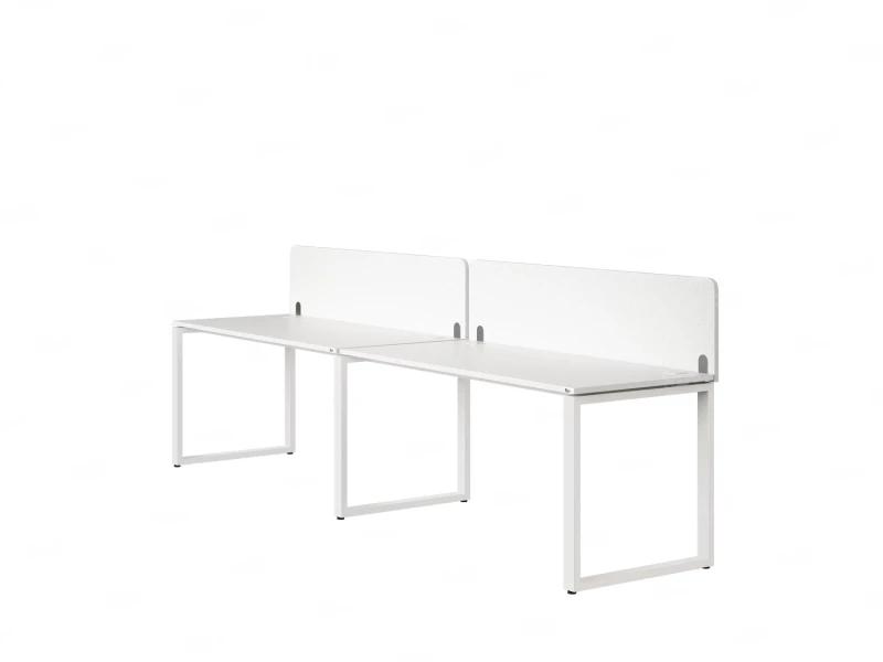 Бенч-система в 1 ряд, 2 рабочих места 2 тканевых экранов 3200x800x750 RM168-3-32x8 Белый/Белый