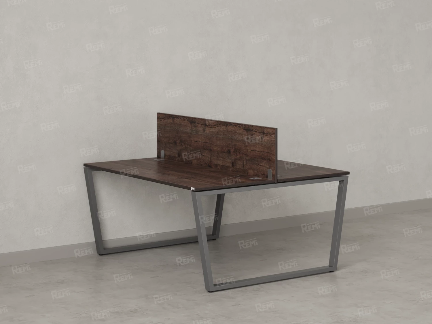 Бенч-система, 2 рабочих места, с одним экраном ЛДСП 1200x1600x750 RM172-2-12x16 Дуб Апрельский шоколад/Серый