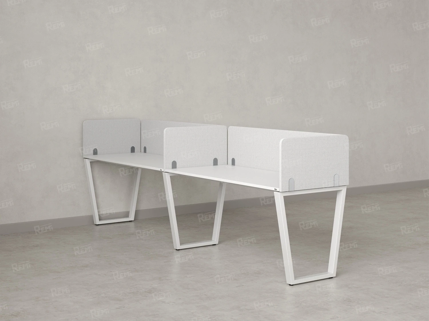 Бенч-система в 1 ряд, 2 рабочих места 5 тканевых экранов 2000x700x750 RM174-1-20x7 Белый/Белый