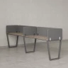 Бенч-система в 1 ряд, 2 рабочих места 5 тканевых экранов 2700x700x750 RM174-1-27x7 Дуб Маувелла/Серый