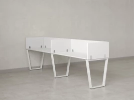 Бенч-система в 1 ряд, 2 рабочих места 5 ЛДСП экранов 2700x600x750 RM174-2-27x6 Белый/Белый