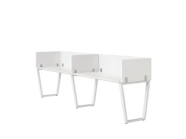 Бенч-система в 1 ряд, 2 рабочих места 5 ЛДСП экранов 2700x600x750 RM174-2-27x6 Белый/Белый