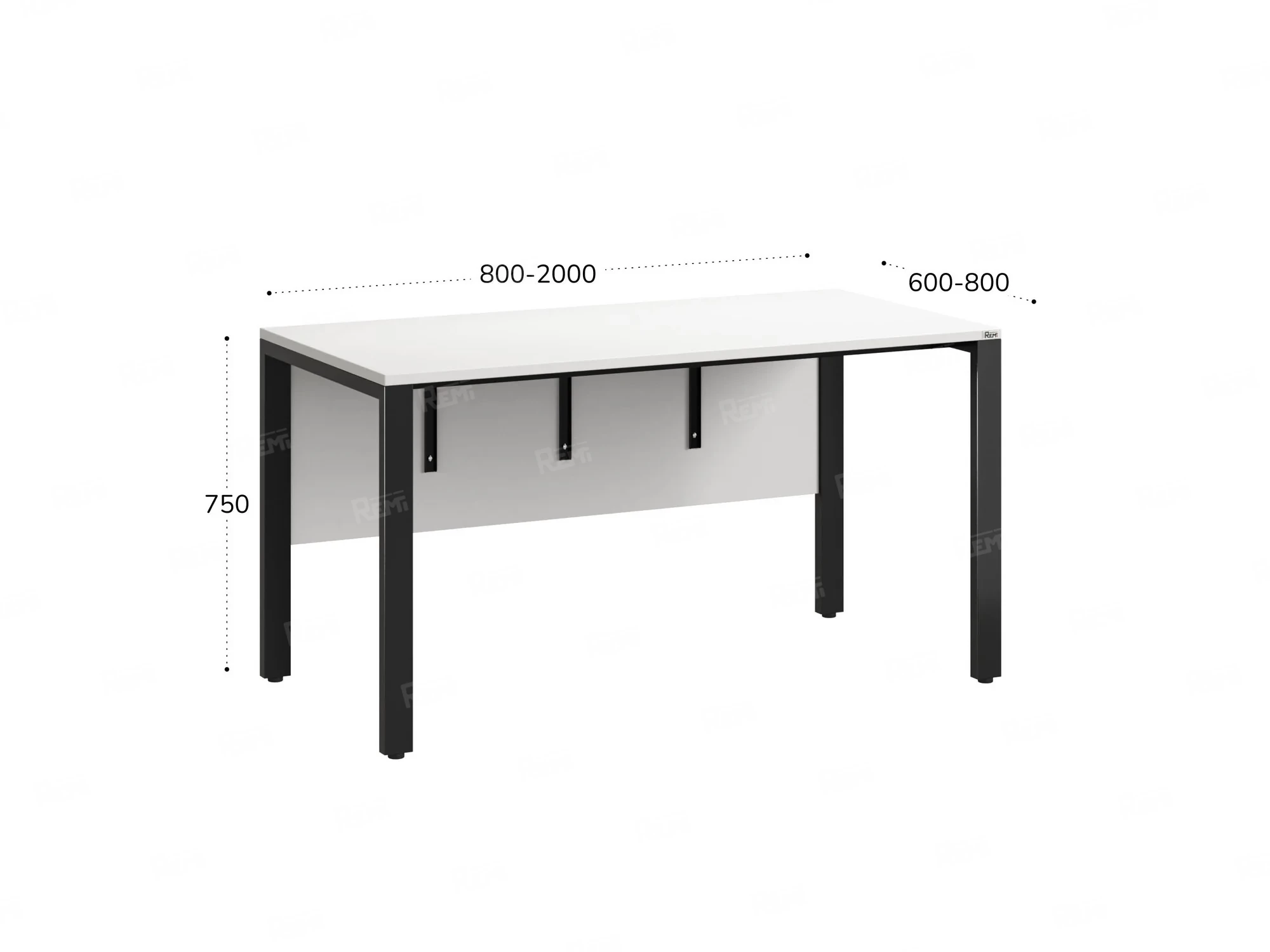 Стол прямой на П-образных опорах, экран ЛДСП 1600x800x750 RM005-16x8 Белый/Черный