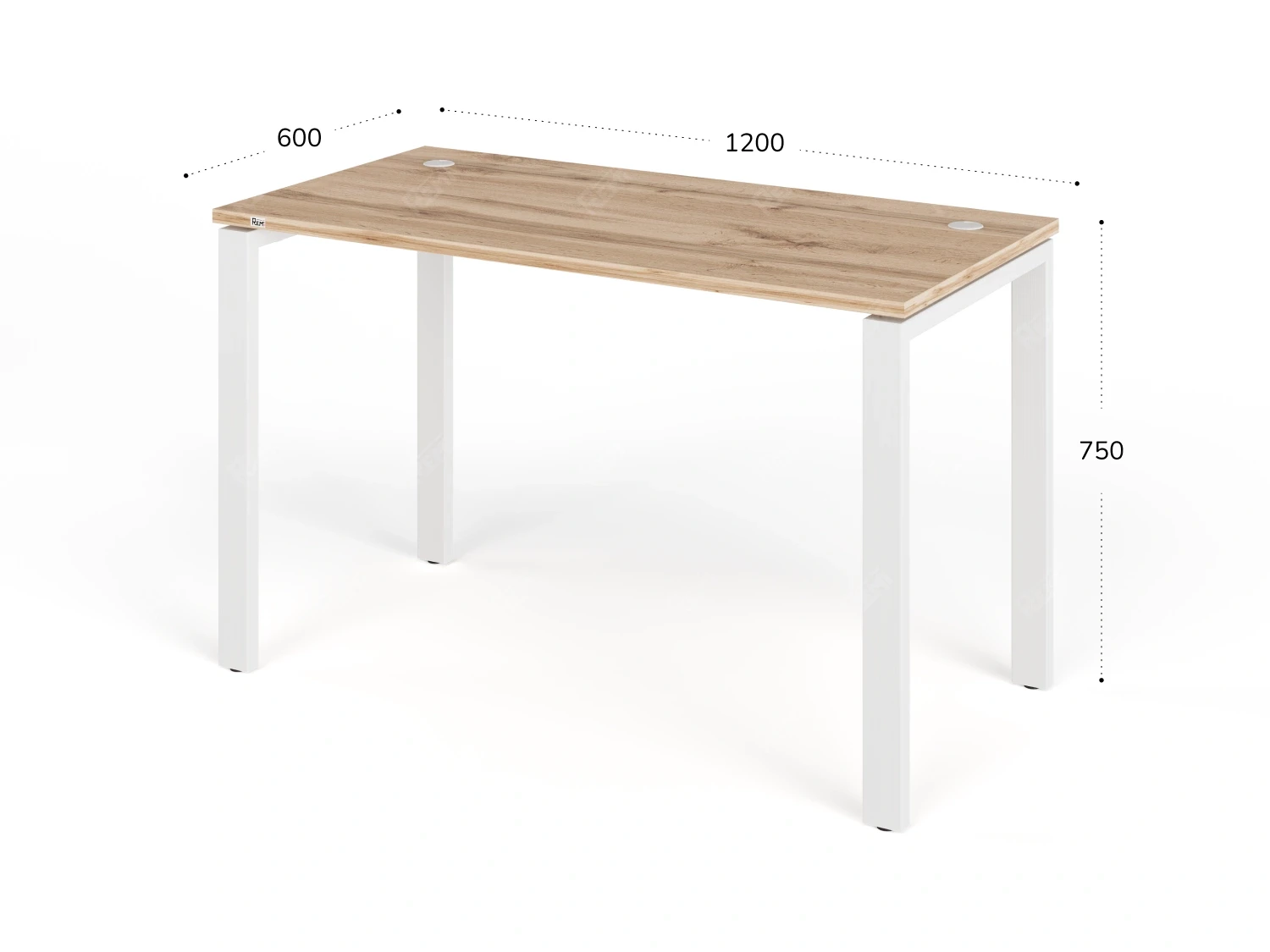 Стол прямой на металлокаркасе 1200x600x750 RTD060 Вотан/Белый. Серия Тандем / Tandem. Серия Тандем / Tandem