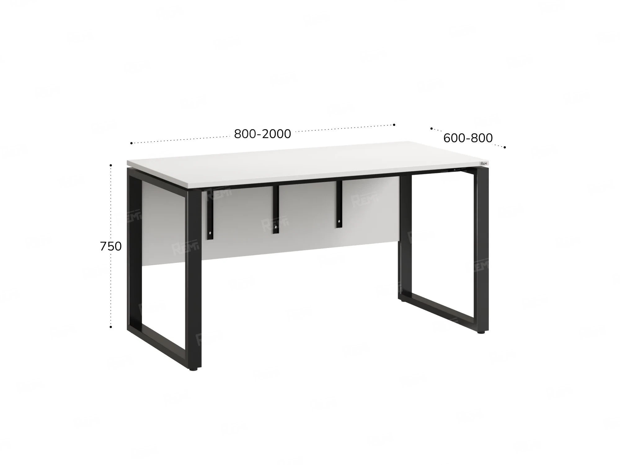 Стол прямой, О-опоры, экран ЛДСП,парящая стол-ца 1600x600x750 RM008-16x6 Белый/Черный