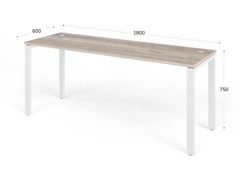 Стол прямой на металлокаркасе 1800x600x750 RTD069 Дуб Маувелла/Белый